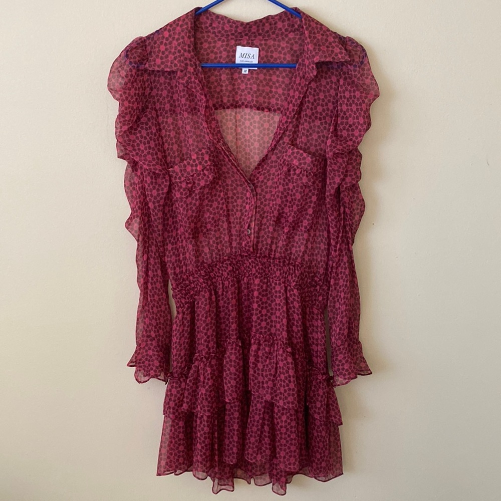 Misa Longsleeve Fuschia Dress M